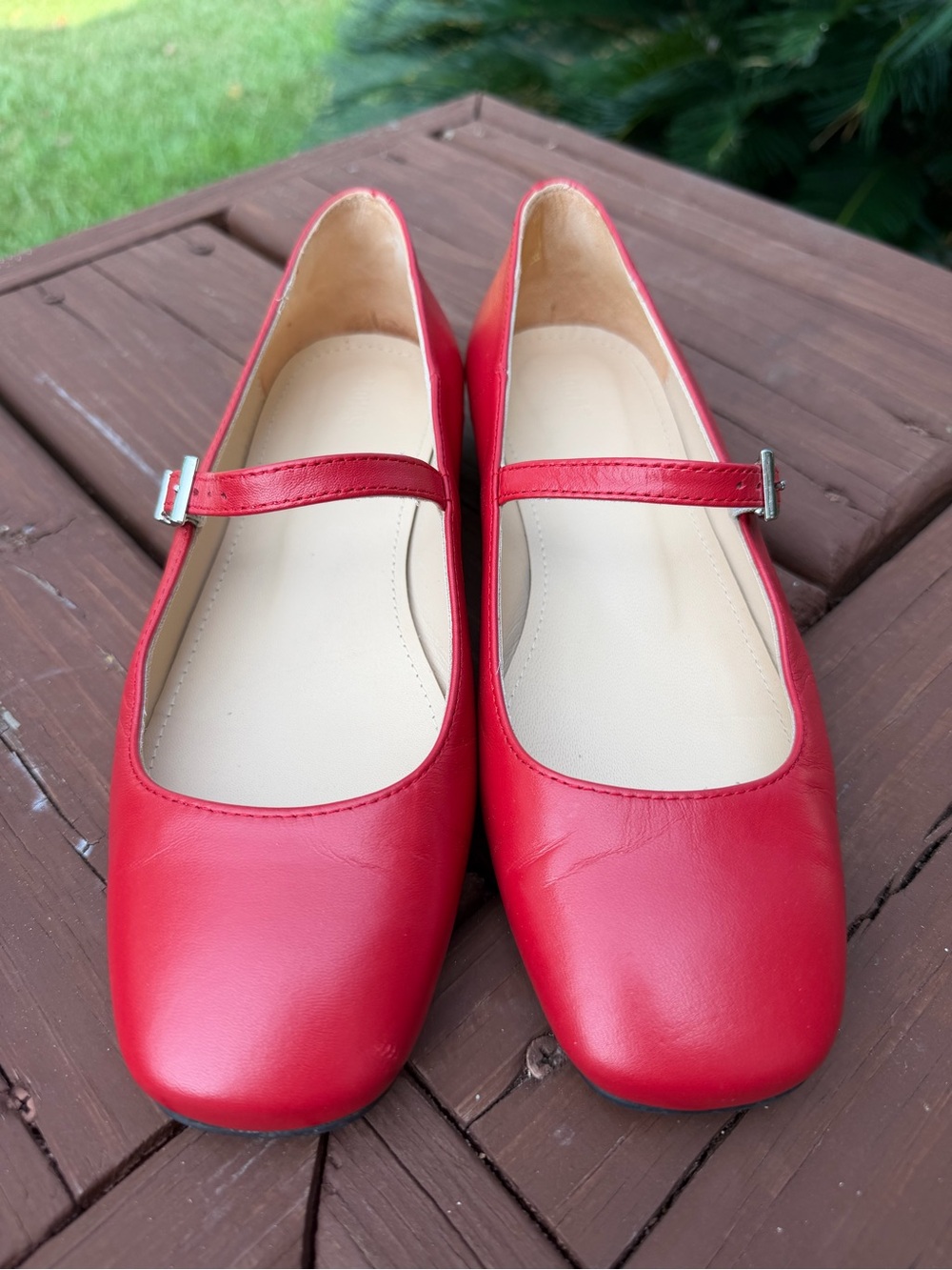 ALOHAS Por Do Sol Red Leather Mary Jane Ballet Flats EU 37 US 6.5 $190 - Picture 5 of 15
